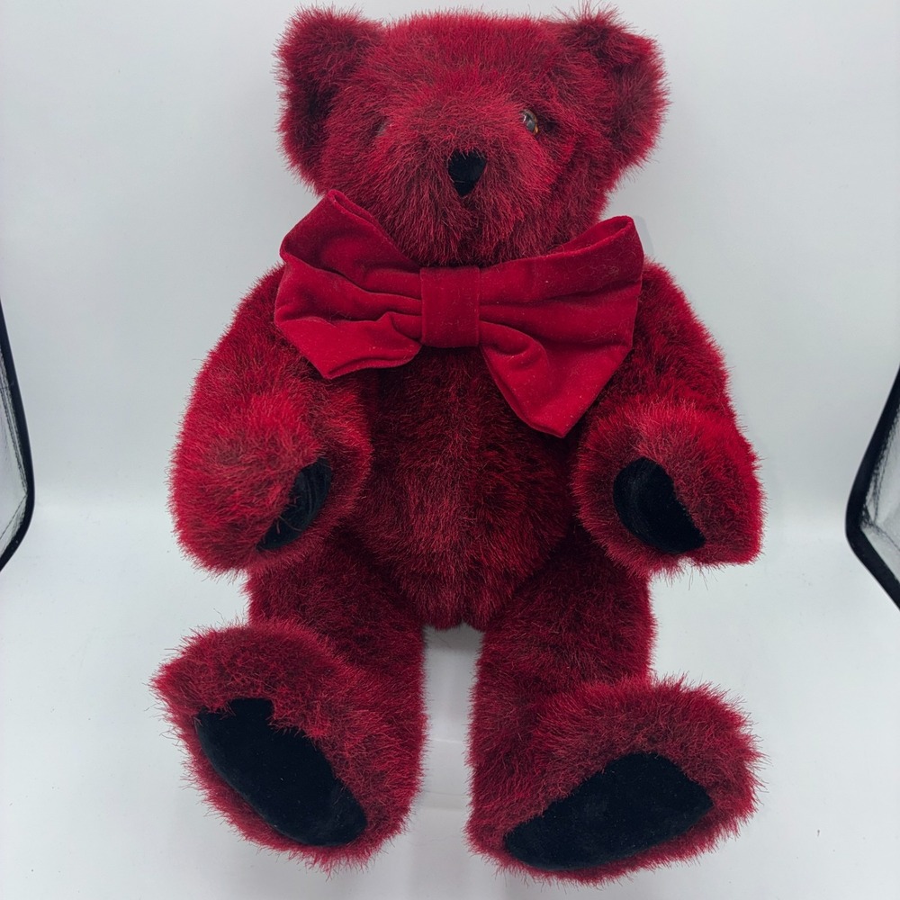The Vermont Teddy Bear Co. Valentine/Love Red Plush Jointed Teddy Bear 15"